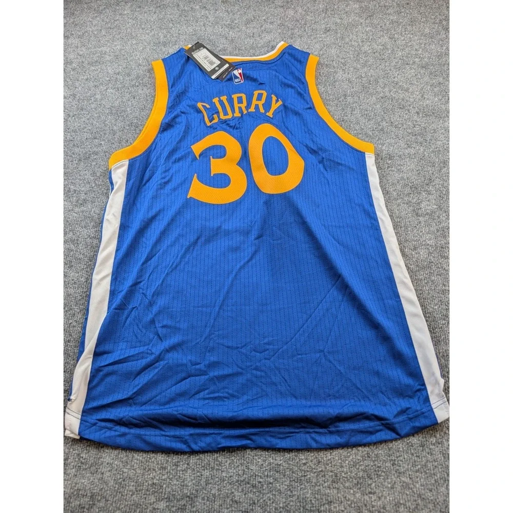 Stephen Curry Warriors Jersey Adidas Swingman Blue Yellow Size Large L NWT New